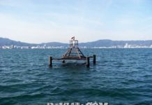 琵琶湖湖上調査 2月26日 取水塔 写真