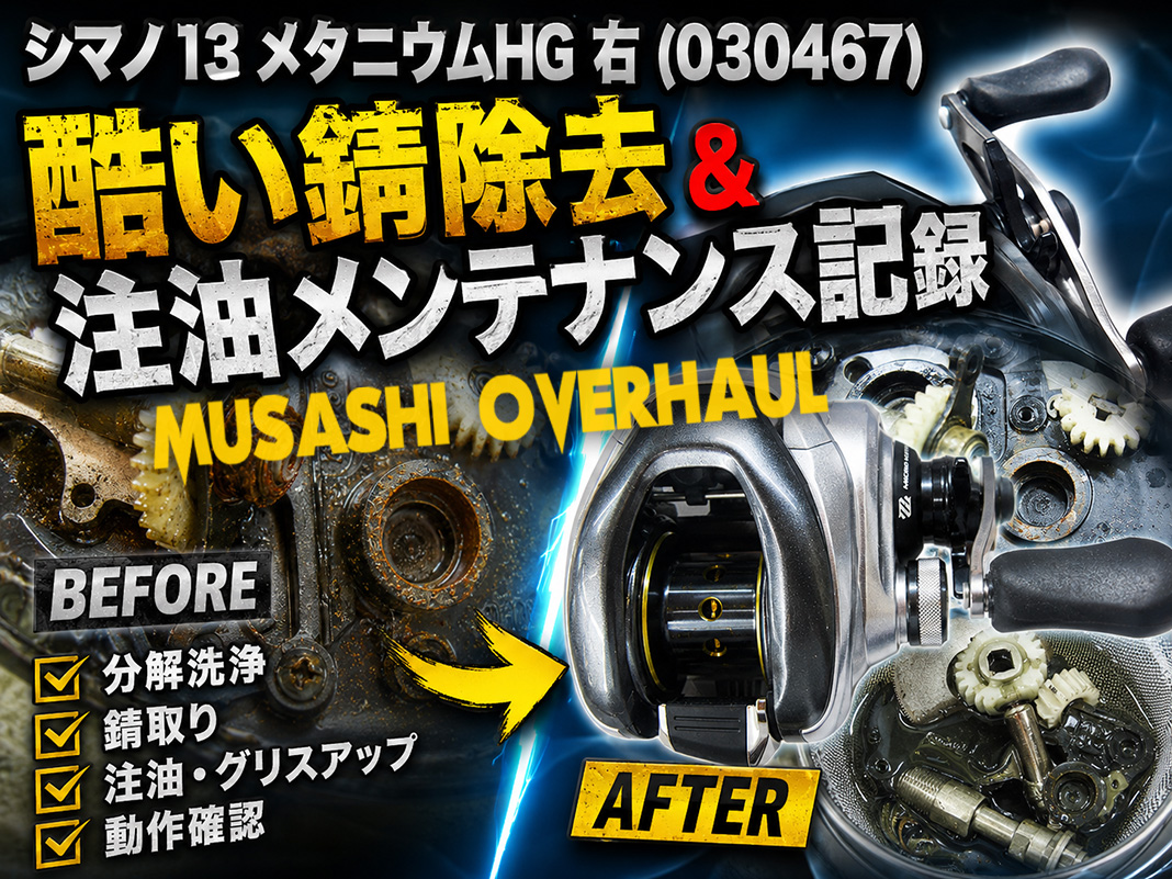 ムサシオーバーホールのシマノ13メタニウムHGメンテナンスレポート