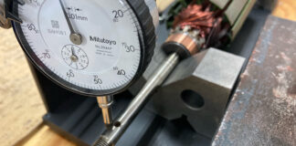 エレキモーター アーマチュア シャフト 曲がり修理写真