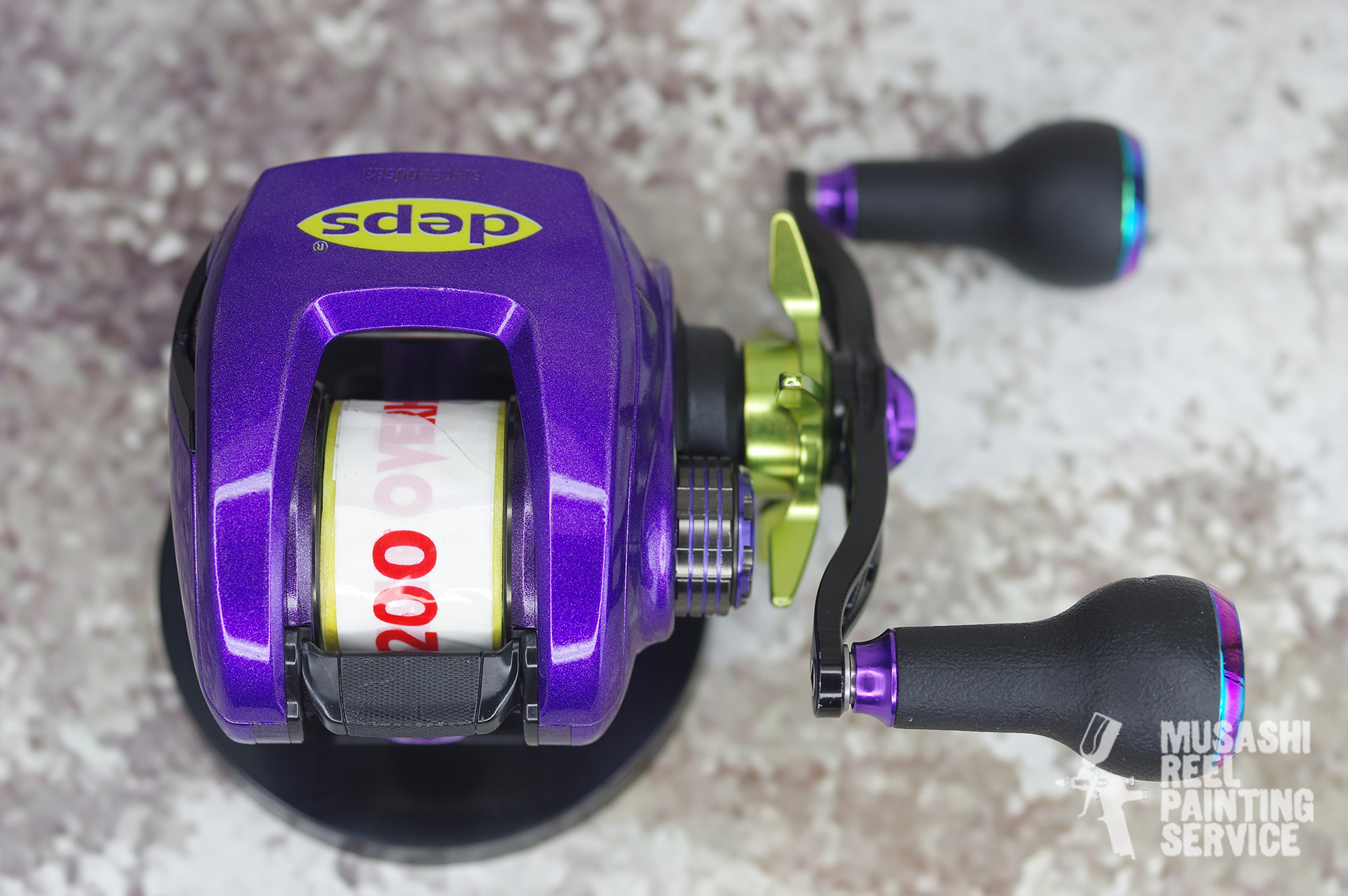 7 daiwa deps drz2020xh metallic-purple chartreuse reelpainting customreel zero-set overhaul baitcasting 1000