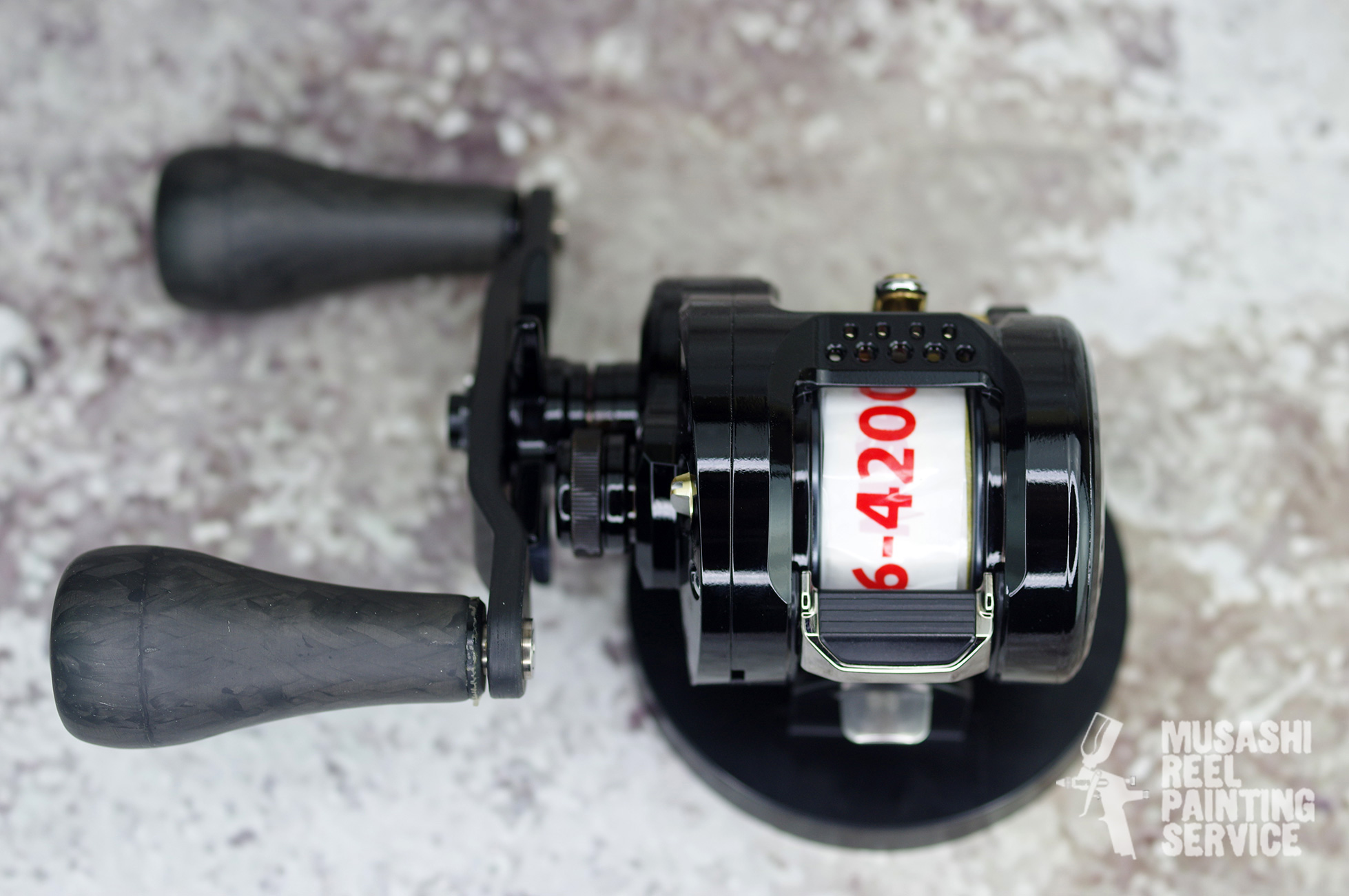 7 shimano calcuttaconquest md301xg reelpainting customreel glossblack zero-set baitcasting overhaul fishinggear refinish