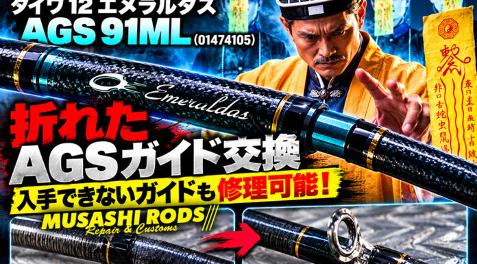 DAIWA ダイワ 12 エメラルダス AGS 91ML (01474105) (4960652873598) ガイド修理写真